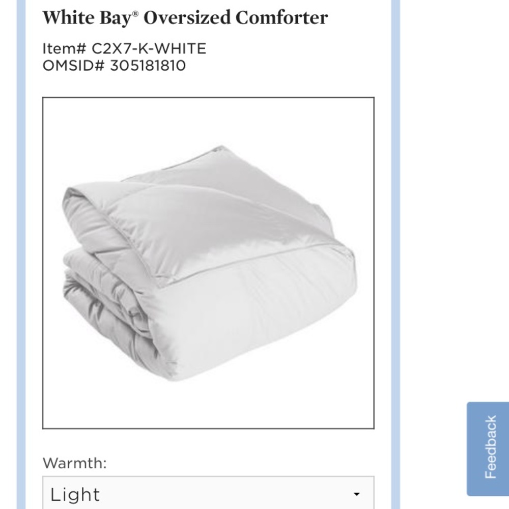 White Bay Down Comforter (real down)